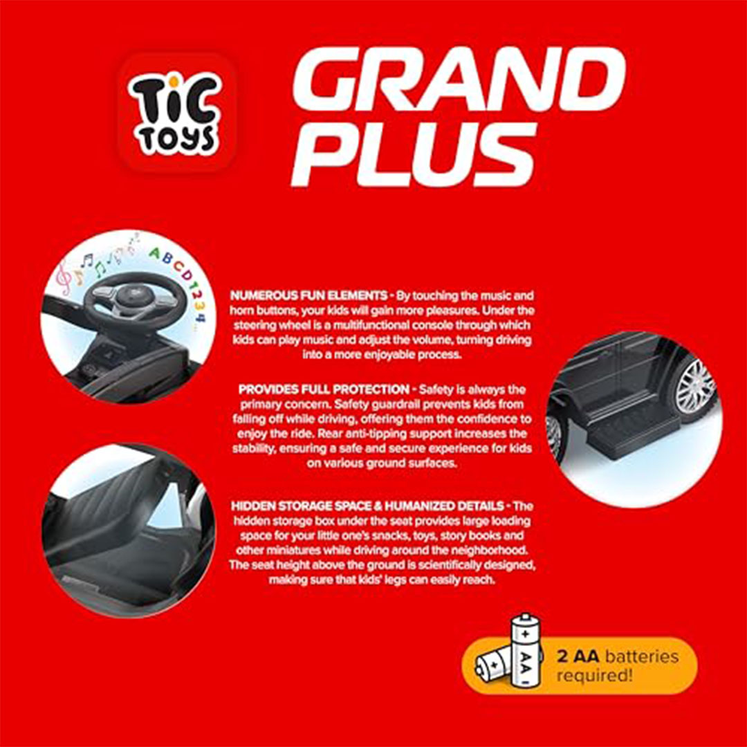 سيارة ركوب جراند بلس من تيك تويز للأطفال 1 إلى 7 سنوات - أبيض