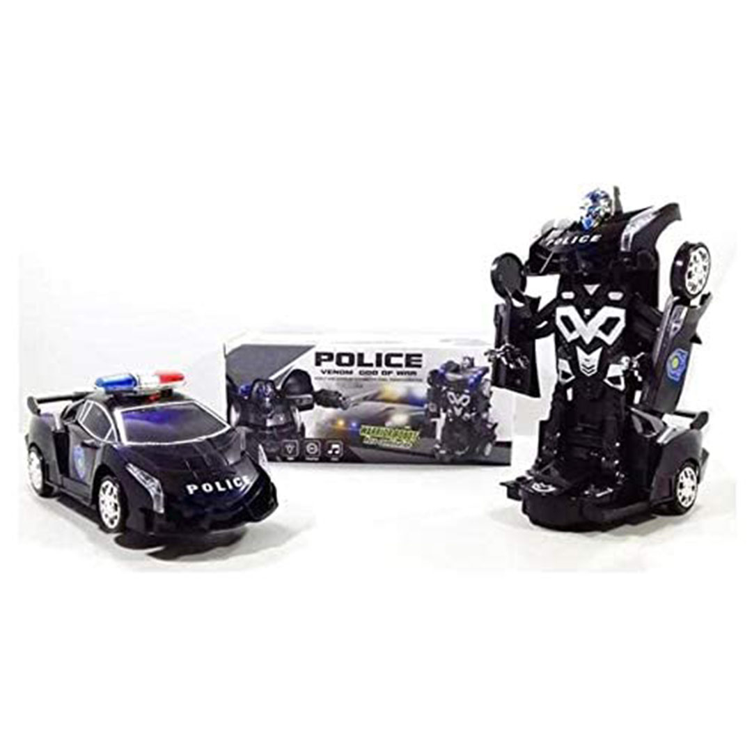 نموذج لعبة سيارة صغيرة متحولة لروبوت - أسود