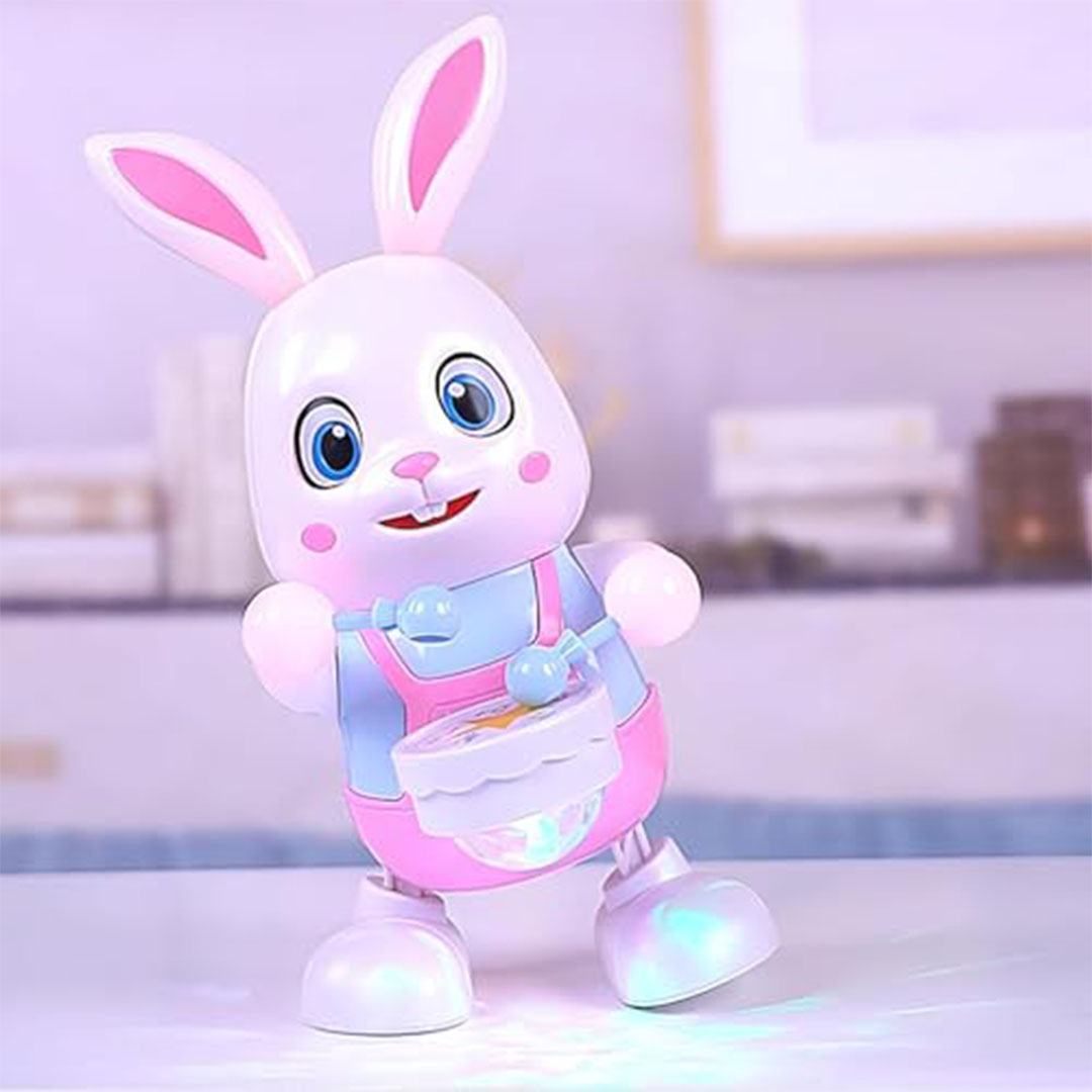 لعبة أرنب موسيقية مضيئة للأطفال - LED وصوت طبلة - 1-3 سنوات