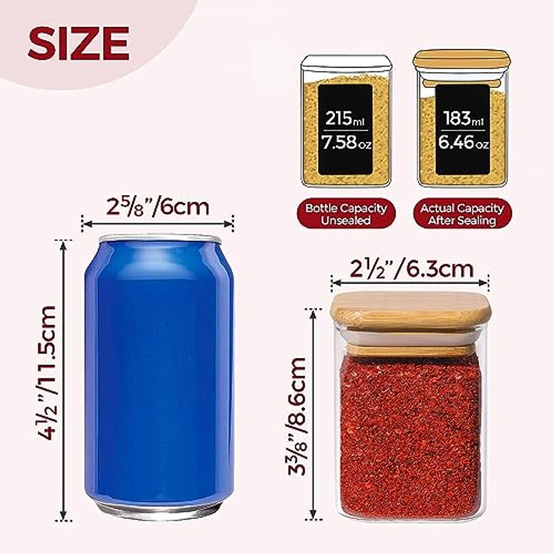 طقم برطمانات توابل بغطاء خشبي - 210 مل - 10 قطع