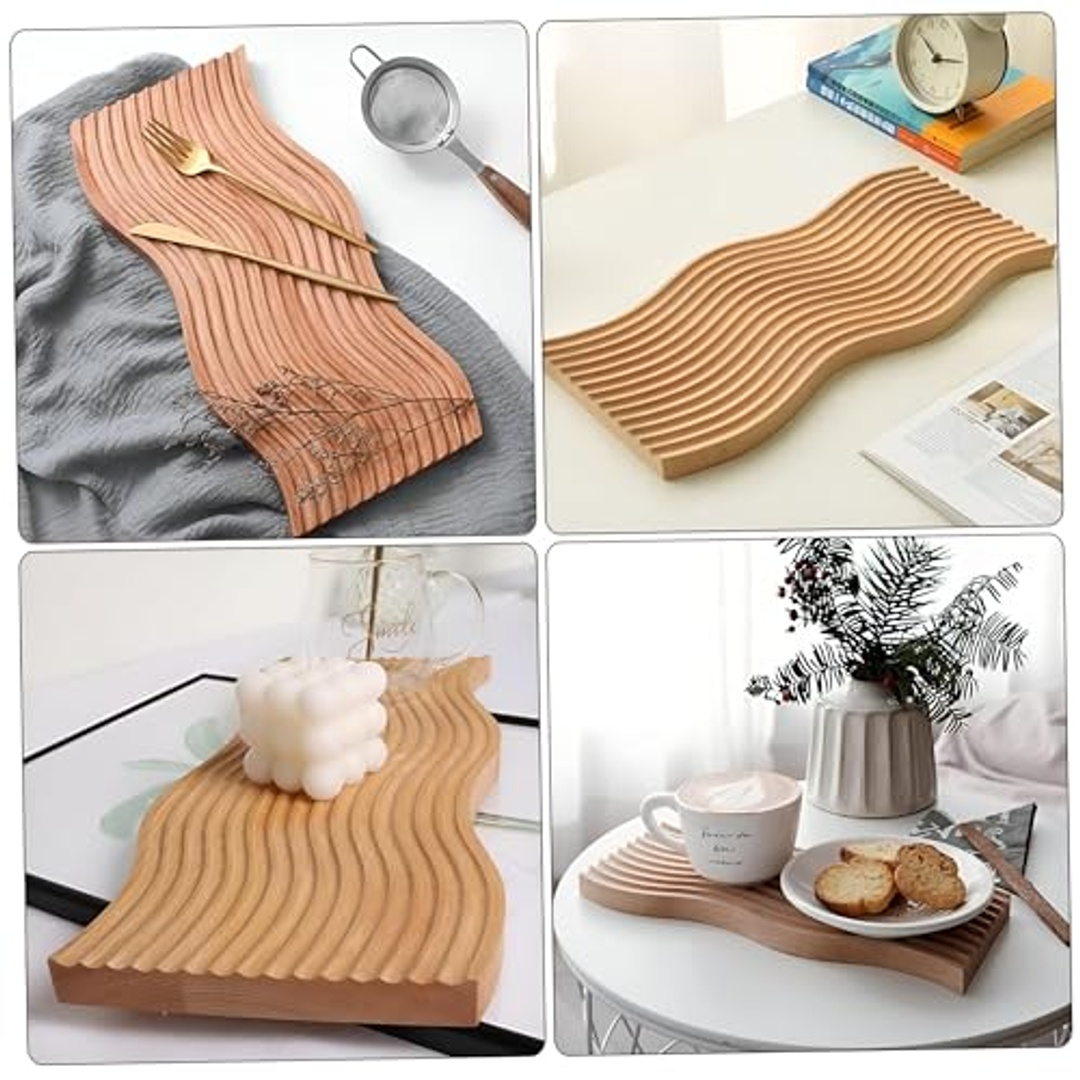 طبق خشبي شكل زجزاج لتقديم الفواكه والحلويات