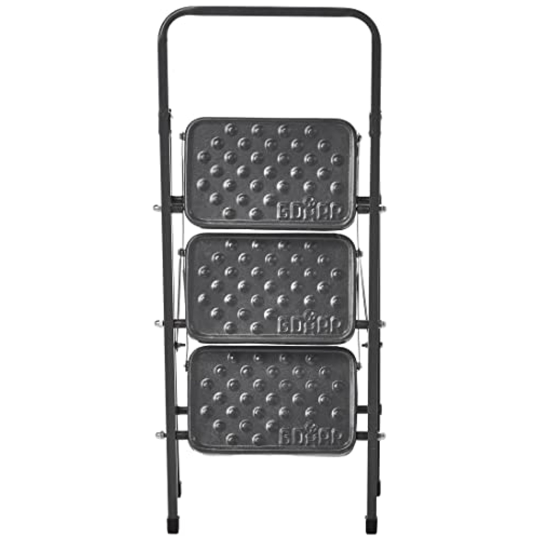 سلم معدني قابل للطي 3 درجات - 111 سم - أسود