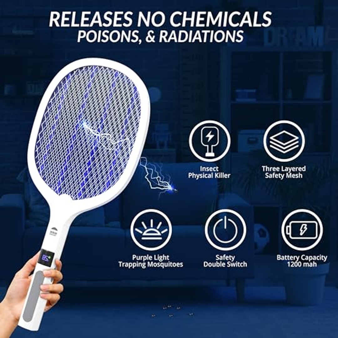 مضرب كهربائي صاعق للحشرات 2 في 1 - قطعتين