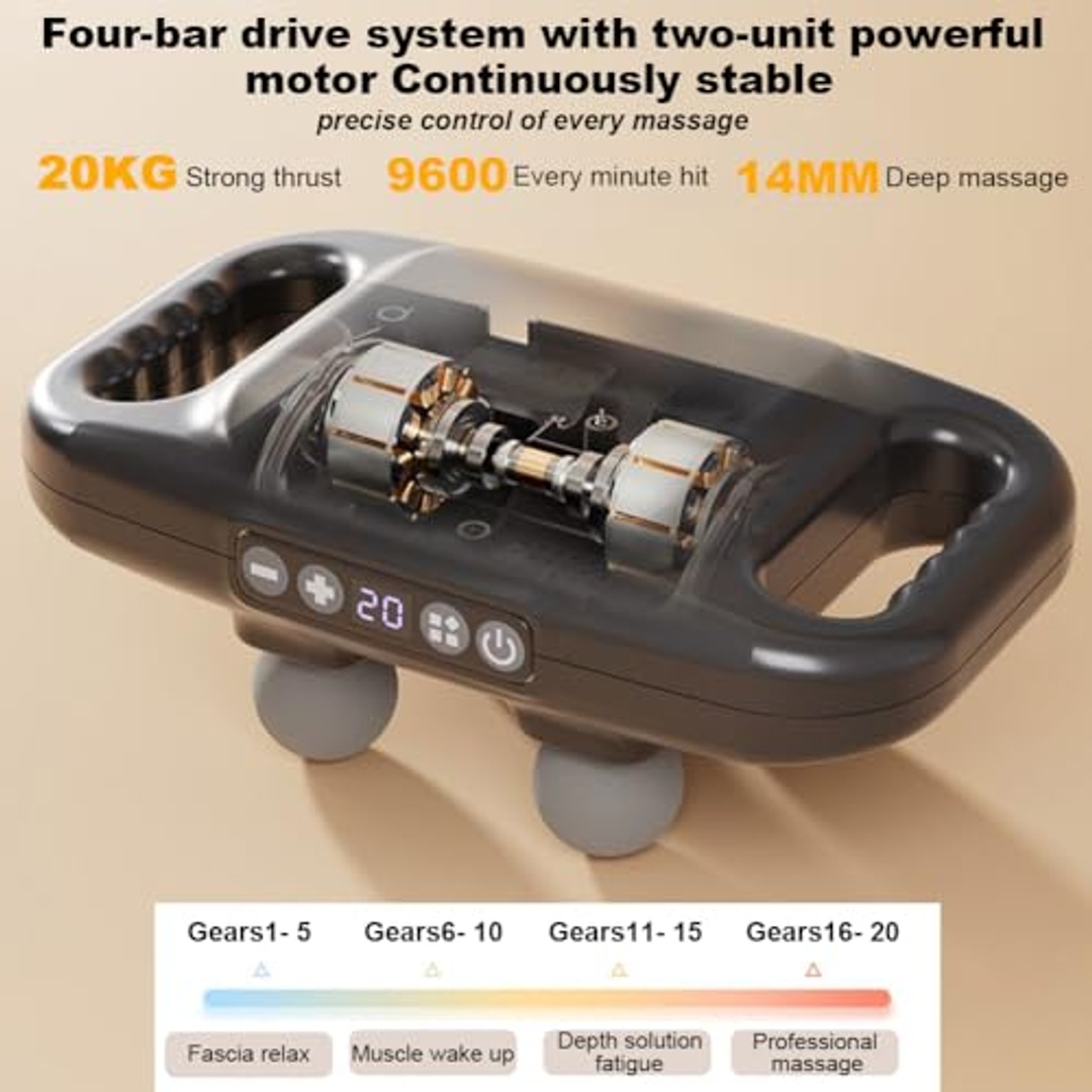 جهاز تدليك علاج الأنسجة العميقة - 4 رؤوس - 20 مستوى - أسود