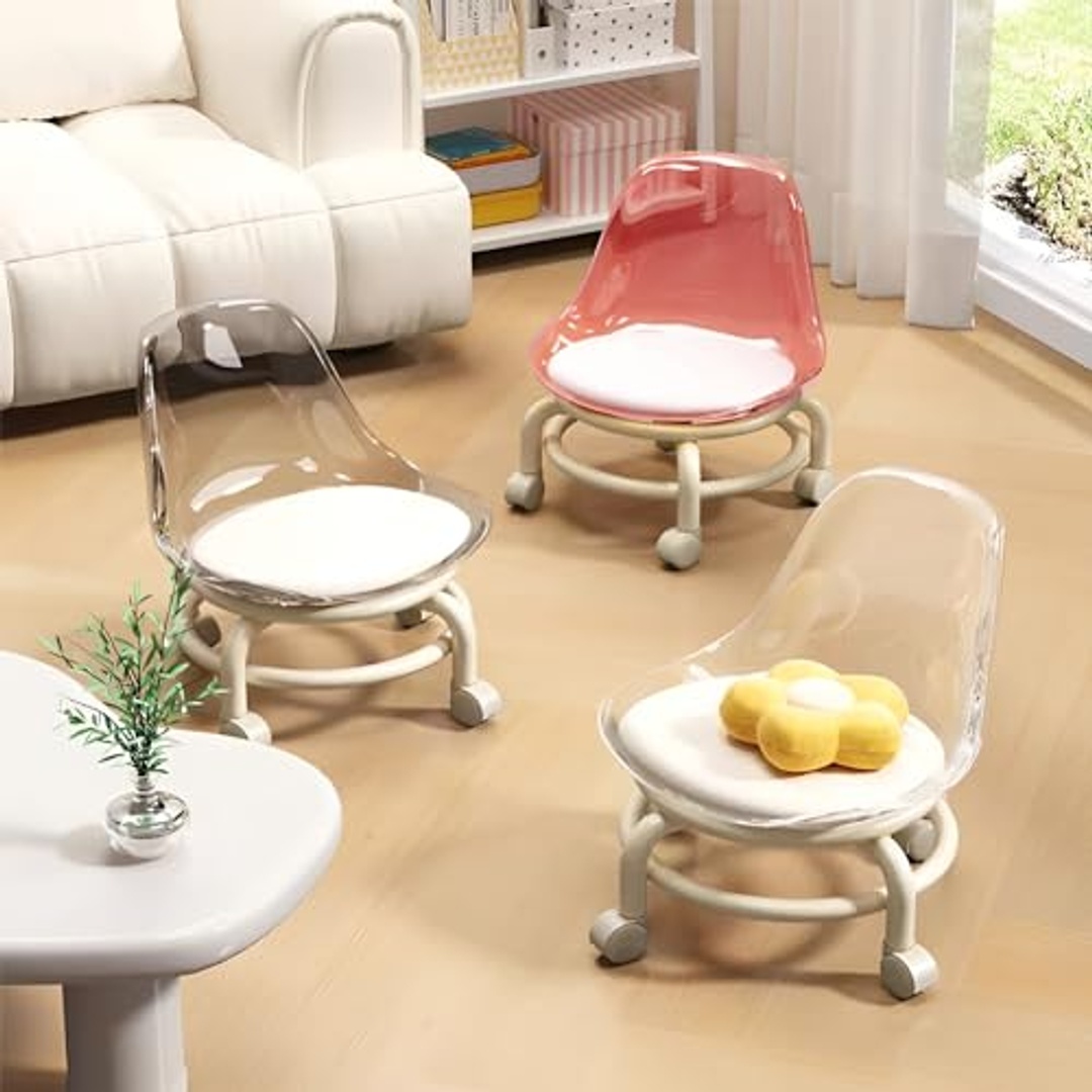 كرسي دوار مريح مع ظهر للتنظيف المنزلي - رمادي