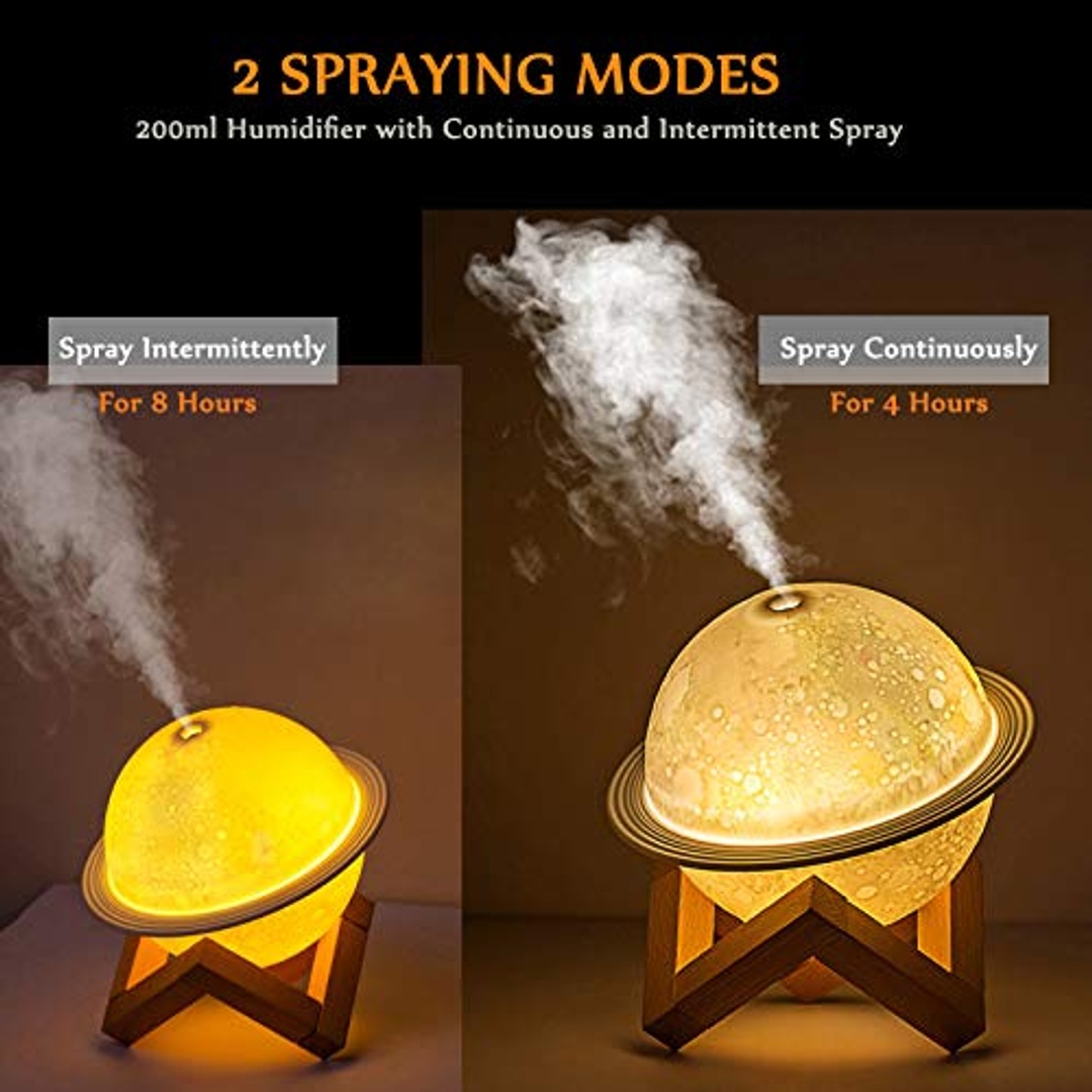 مصباح ليد كوكب زحل مع مرطب هواء - 200 مل