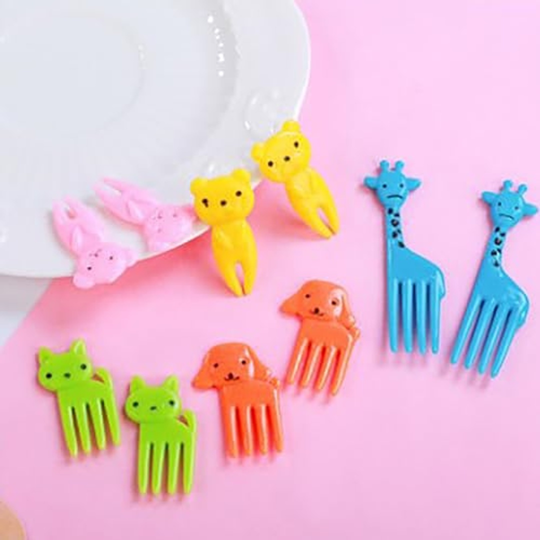 شوكة طعام للأطفال بشكل حيوانات مرحة - 20 قطعة