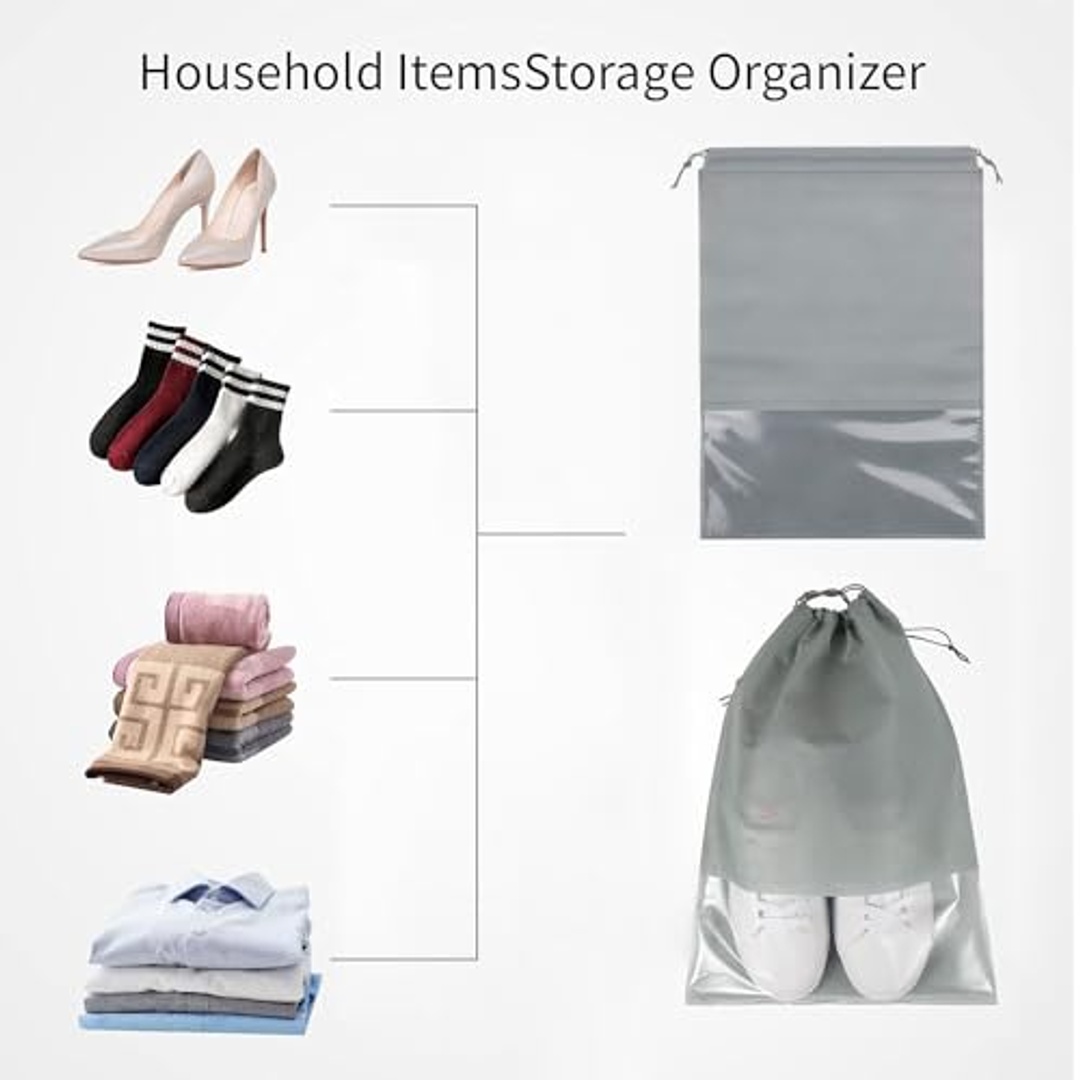 حقيبة أحذية سفر كبيرة مقاومة للماء والغبار - 6 قطع - رمادي