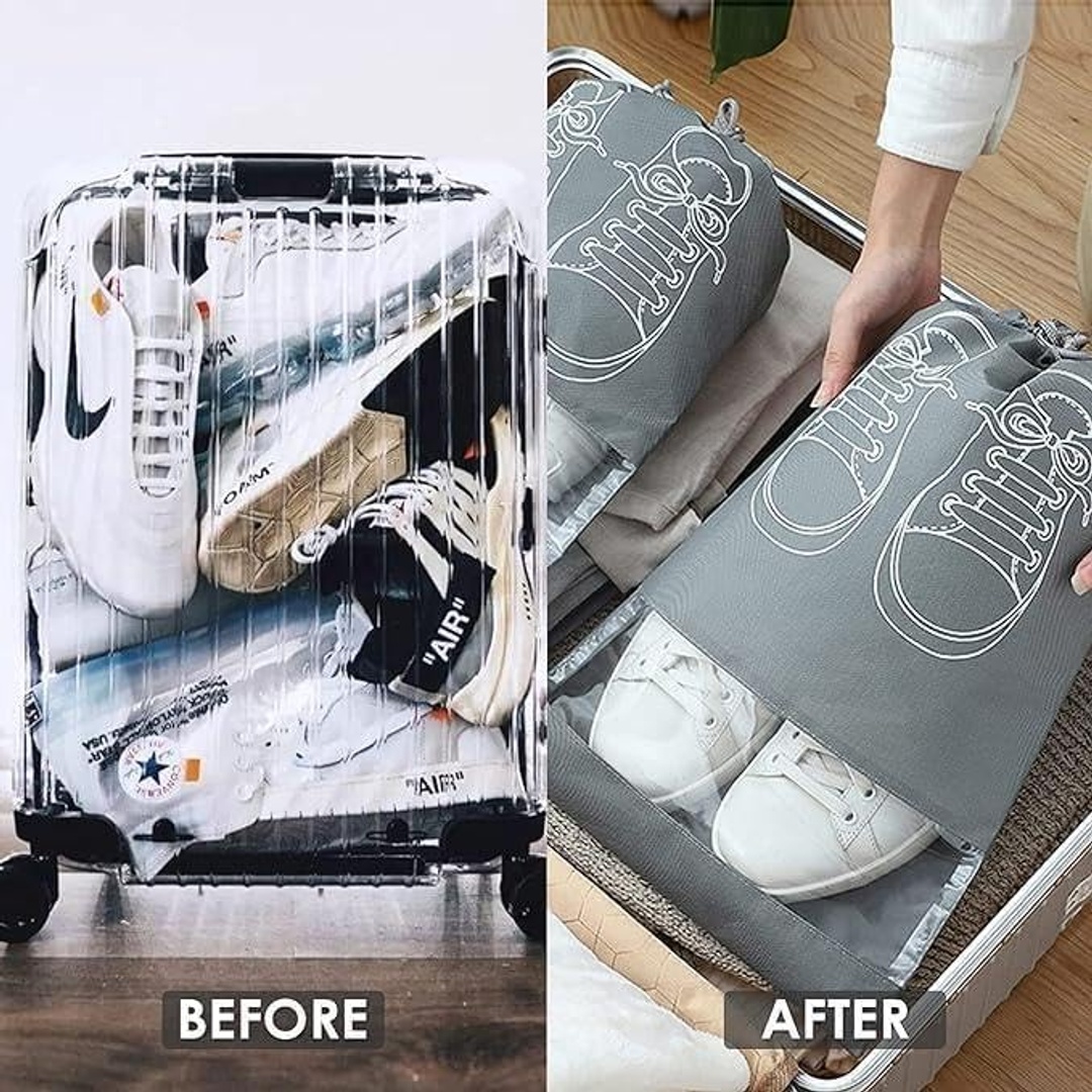 حقيبة سفر للأحذية - رمادي - 4 قطع