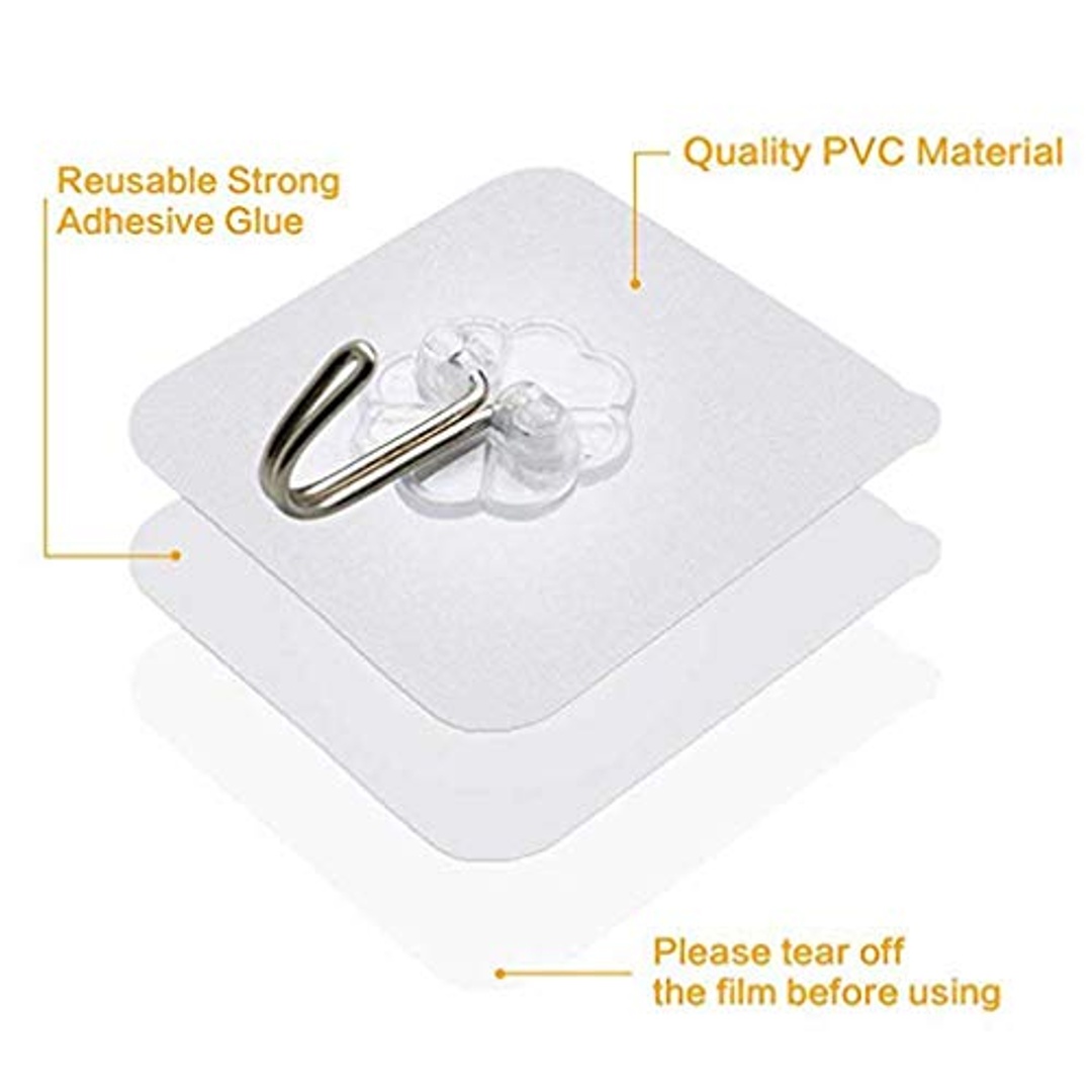 خطافات حائط شفاف دابل فيس - 12 قطعة