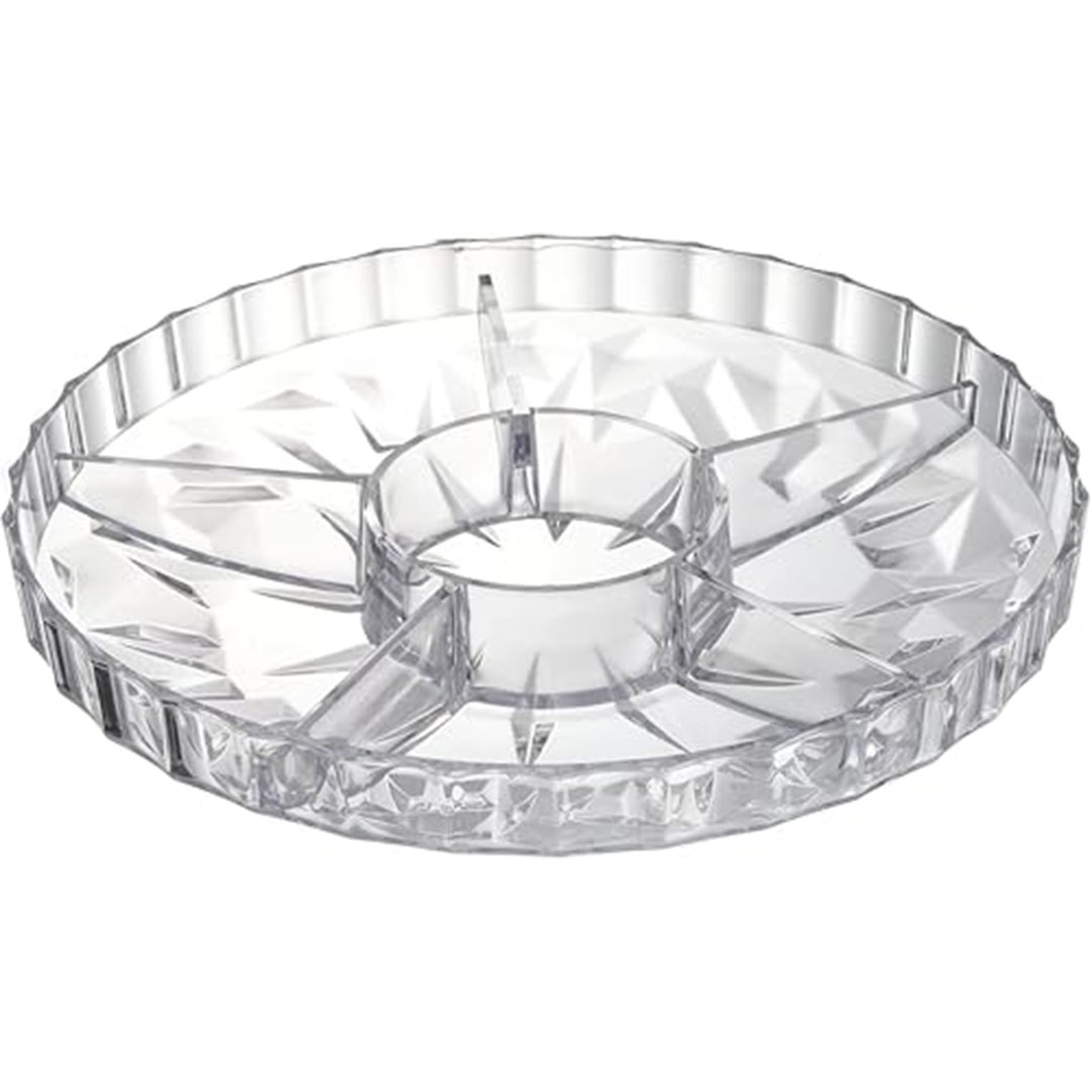 طبق دائري للوجبات الخفيفة بغطاء - 20.32 سم