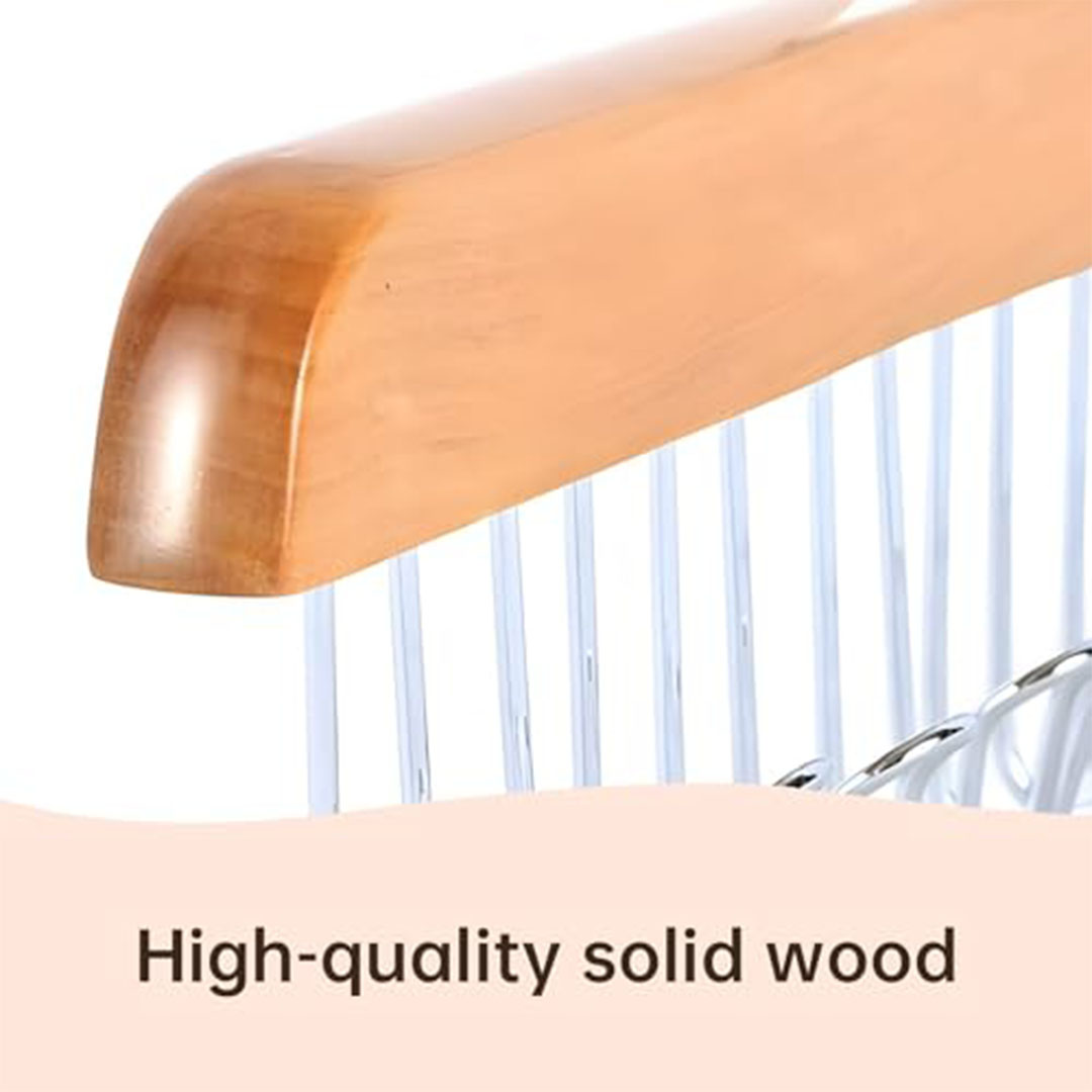 شماعات معاطف وحمالات صدر مضادة للانزلاق - 2 قطعة - خشب - 8 خطافات