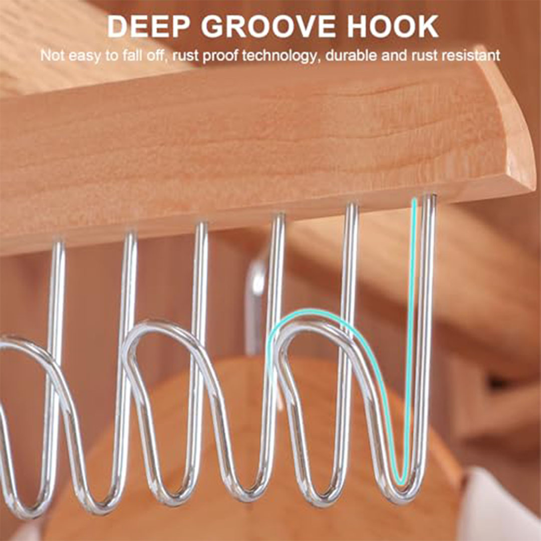 مجموعة حوامل ربطات عنق - 3 قطع - خشب - 8 خطافات