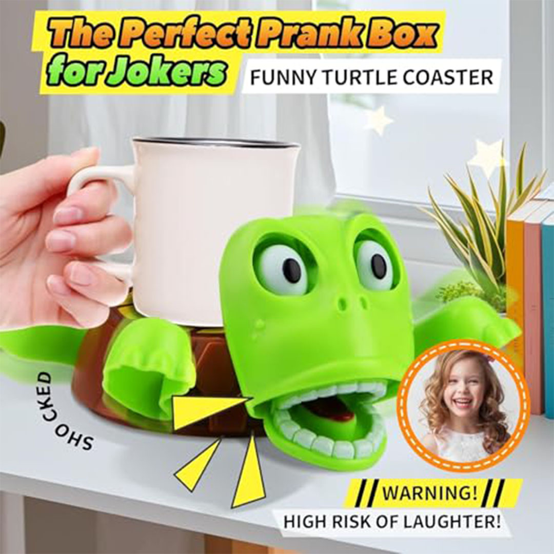 قاعدة أكواب بتصميم سلحفاة مضحكة - حامل أكواب قهوة - مطبوع ثلاثي الأبعاد
