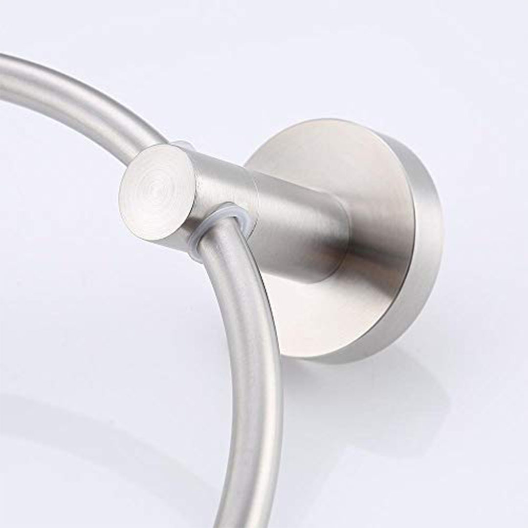 حلقة حامل مناشف الحمام - ستانلس ستيل فضي