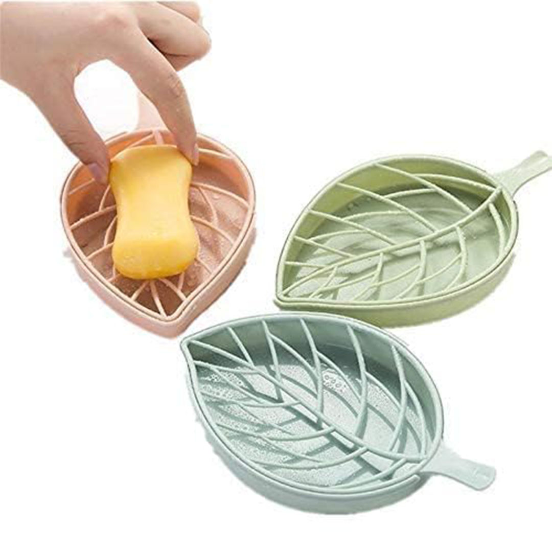 حامل صابون - ورقة شجر - 3 قطع بلاستيك