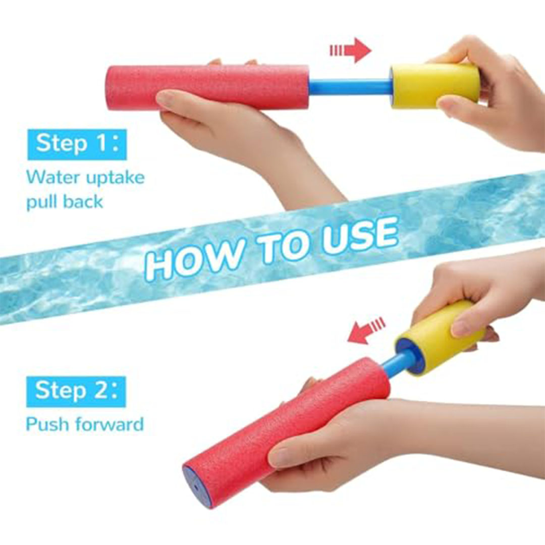 مجموعة مدافع مياه اسفنجية - 3 قطع - 30 سم - متعددة الألوان - ألعاب صيفية