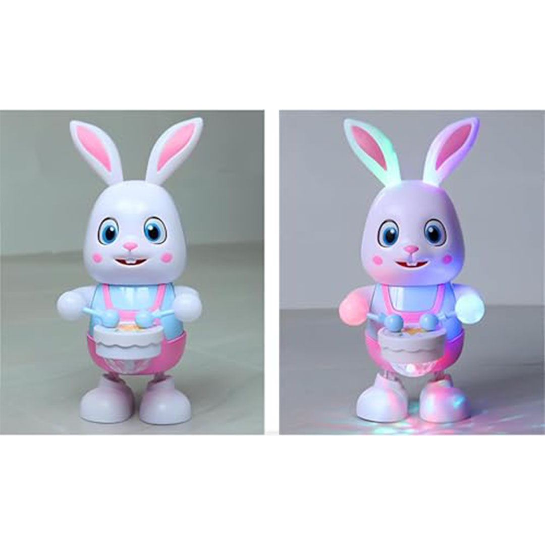 لعبة أرنب موسيقية مضيئة للأطفال - LED وصوت طبلة - 1-3 سنوات