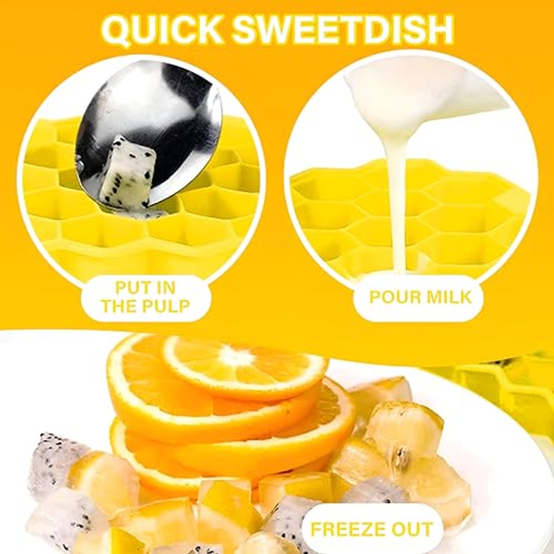 علبة مكعبات ثلج سيليكون بغطاء - 4 قطع - ألوان مختلفة