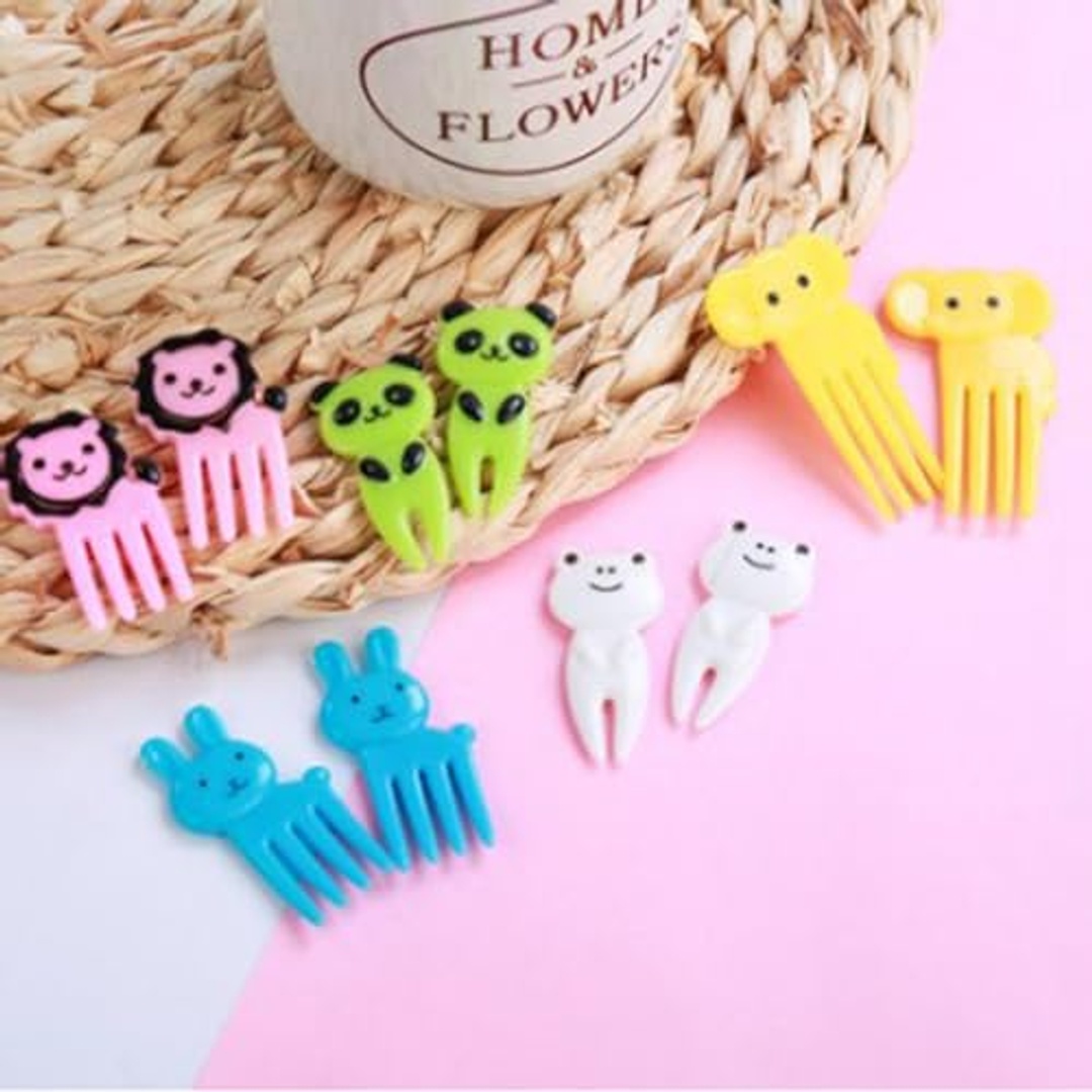 شوكة طعام للأطفال بشكل حيوانات مرحة - 20 قطعة