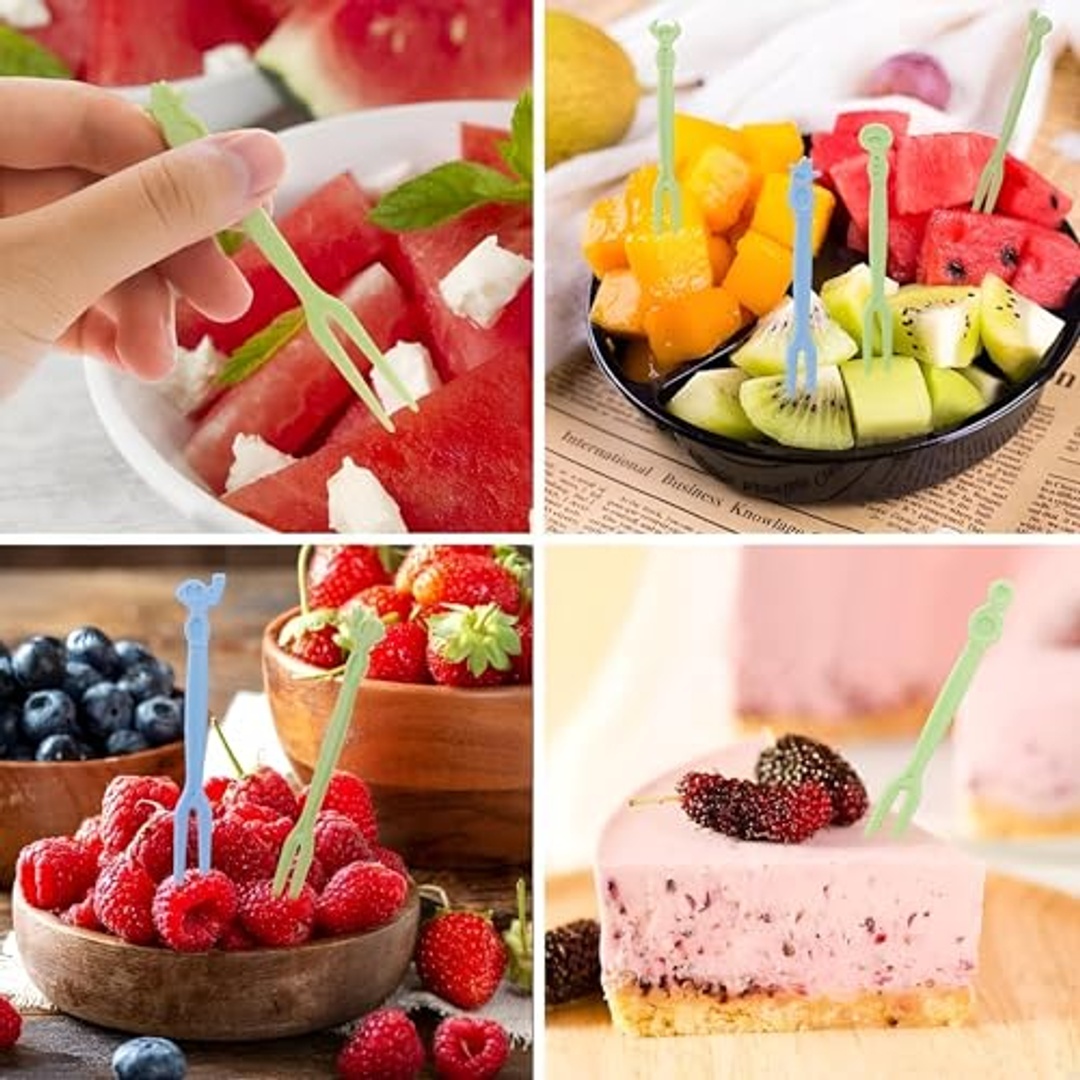 مجموعة شوك وأعود فواكه بلاستيك - ألوان مختلفة - 20 قطعة