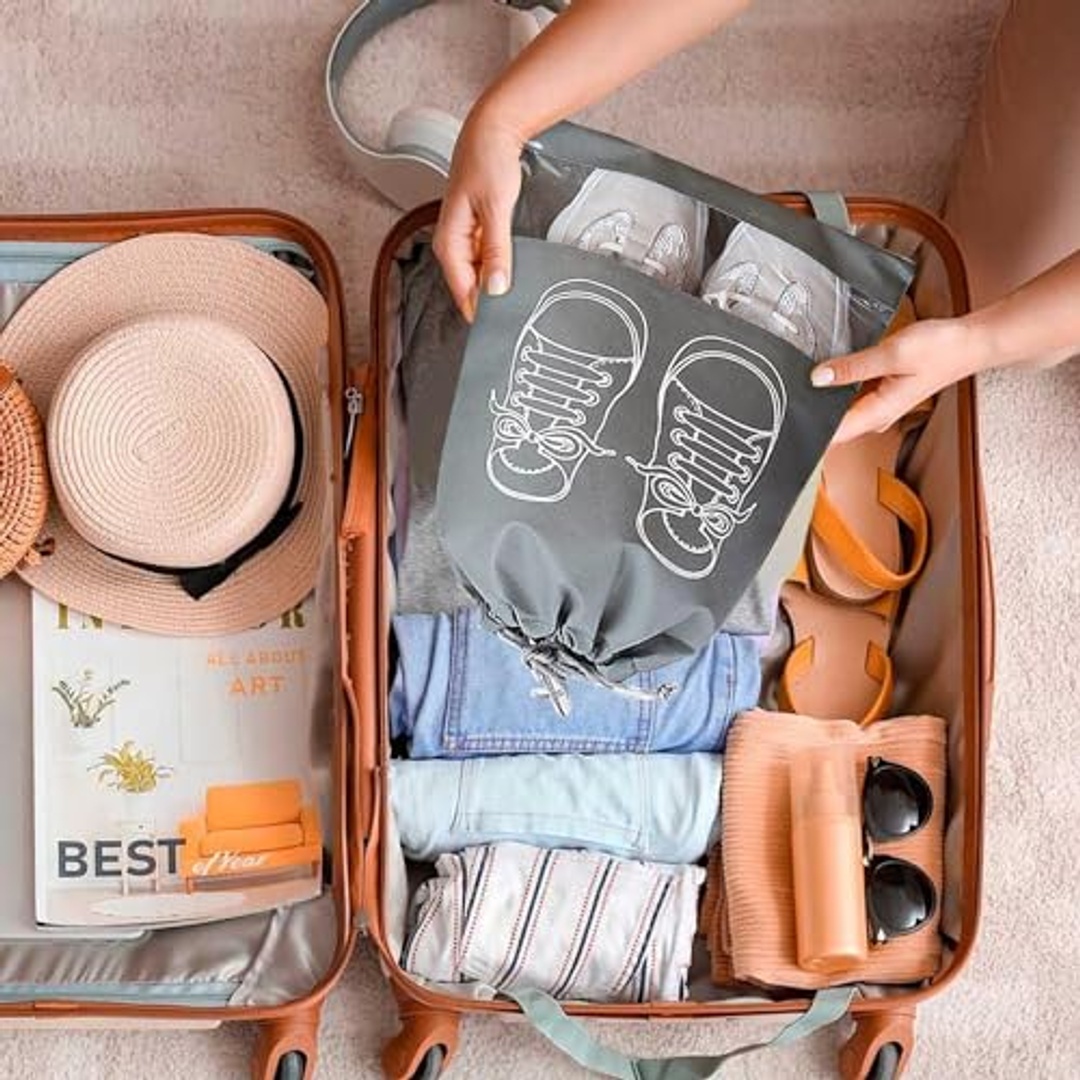 حقيبة سفر للأحذية - رمادي - 12 قطع