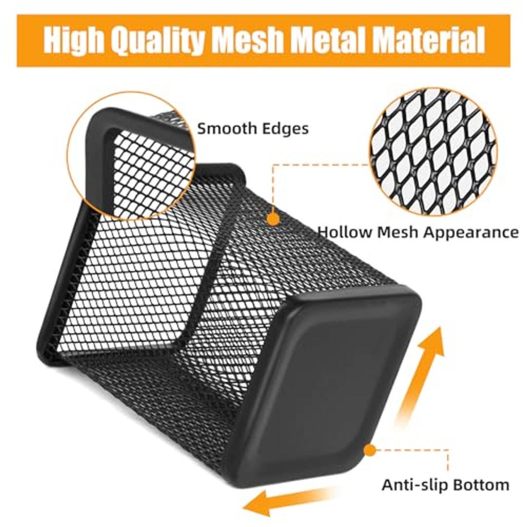 حامل أقلام معدني مربع بتصميم شبكي - 4 قطع