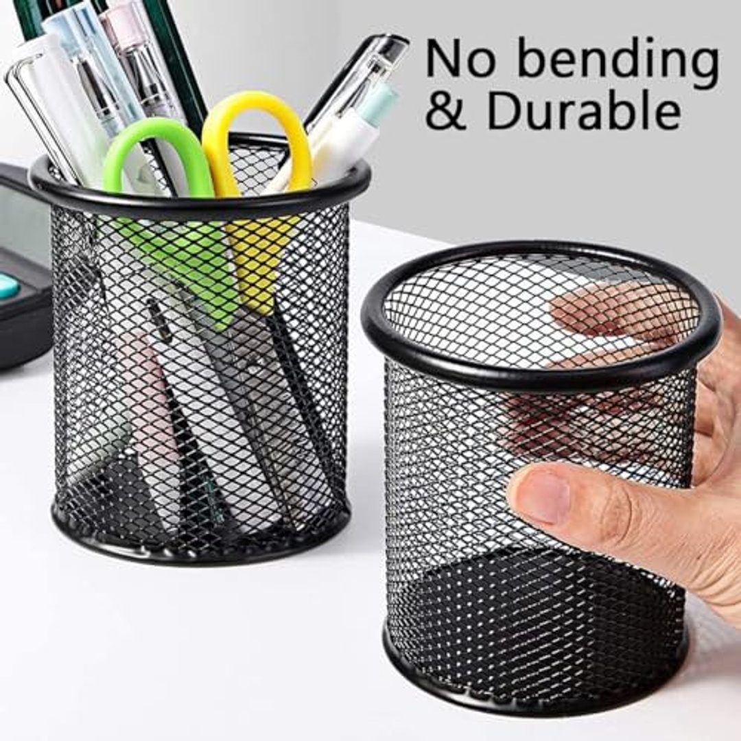 حامل أقلام معدني دائري بتصميم شبكي - 5 قطع