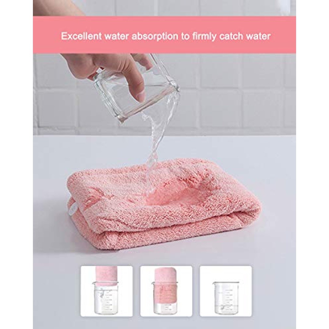 فوطة شعر مايكروفيبر سريعة التجفيف - 2 قطعة - وردي/أزرق