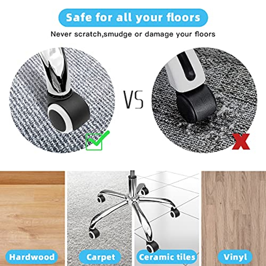 عجلات بديلة لكراسي المكاتب - 5 قطع - 2 بوصة - أبيض/أسود