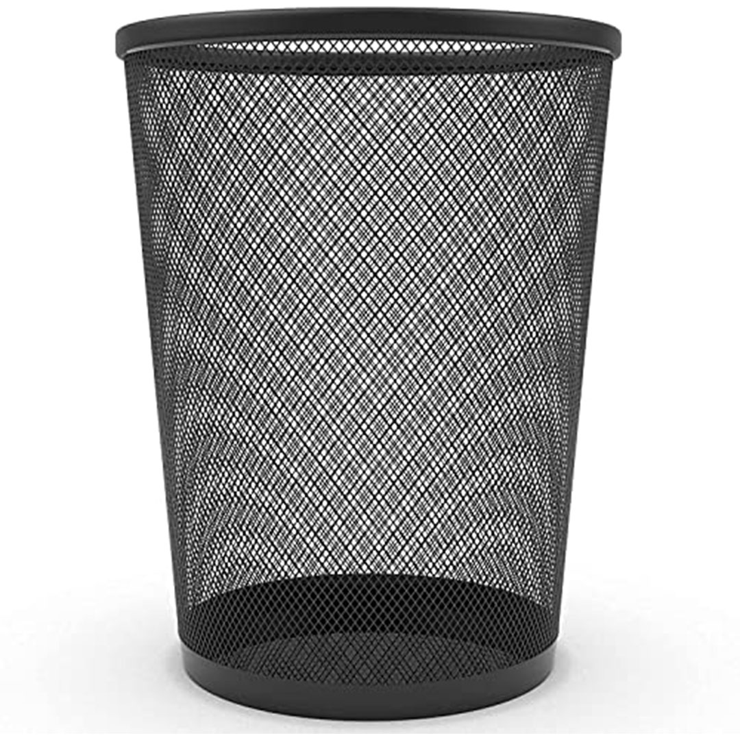 سلة مهملات شبكية دائرية كبيرة - أسود