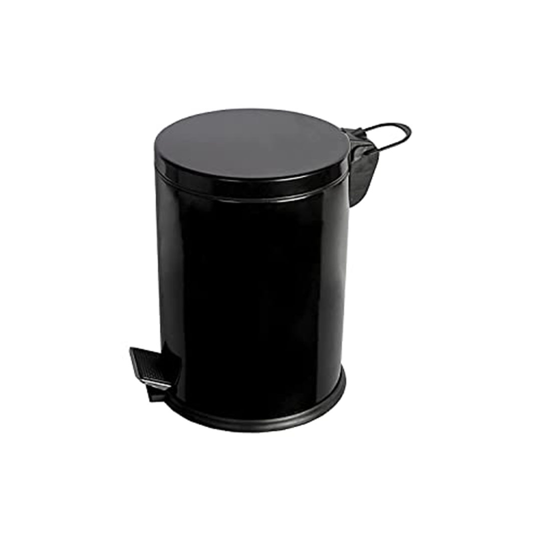 سلة مهملات ستانلس ستيل بدواسة 5 لتر - أسود