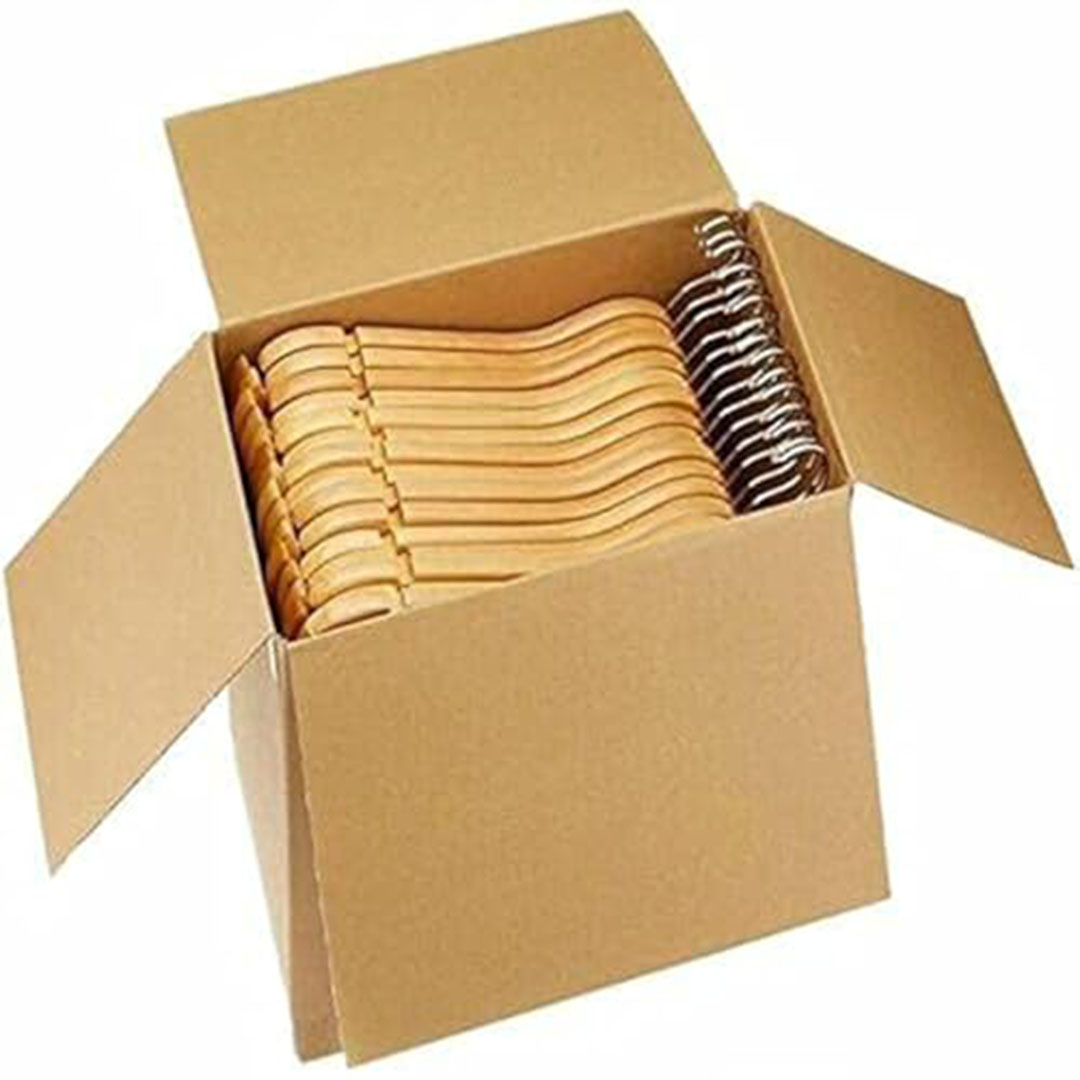 كرتونة شماعات خشب زان - 60 قطعة