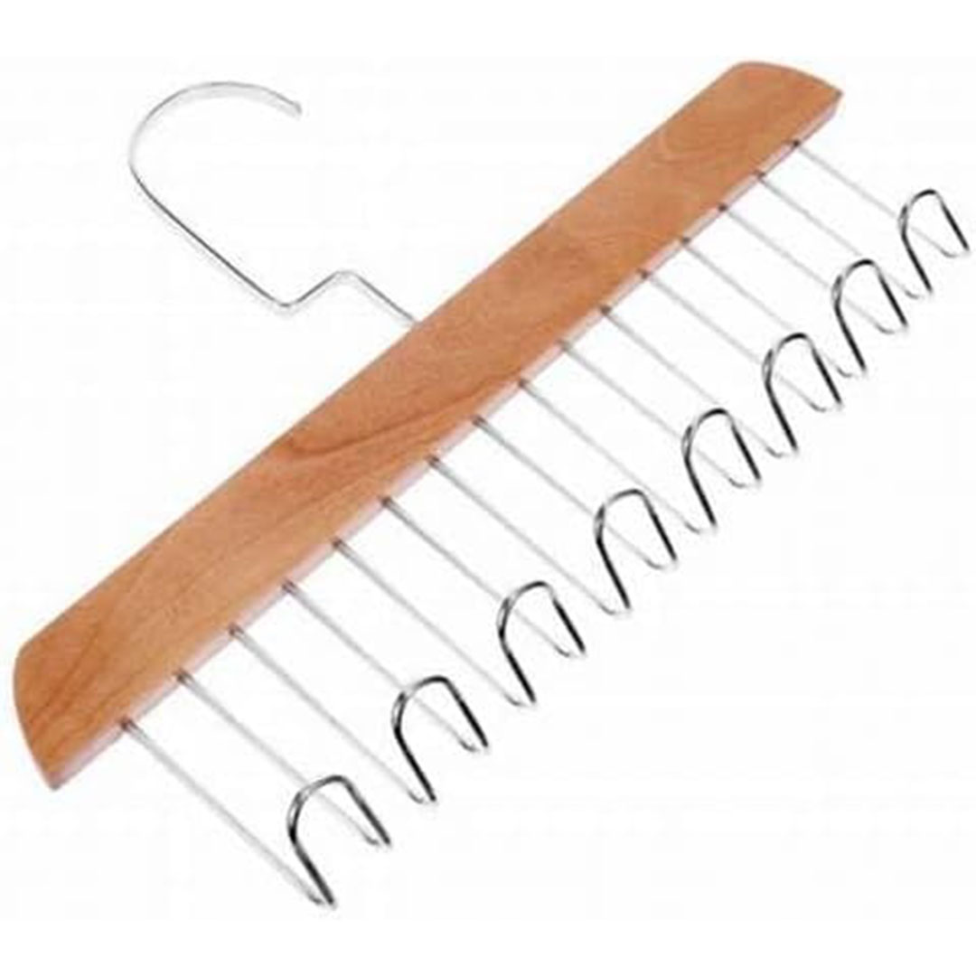 شماعة حزام خشبية - 4 قطع - متعددة الخطافات - مضادة للانزلاق