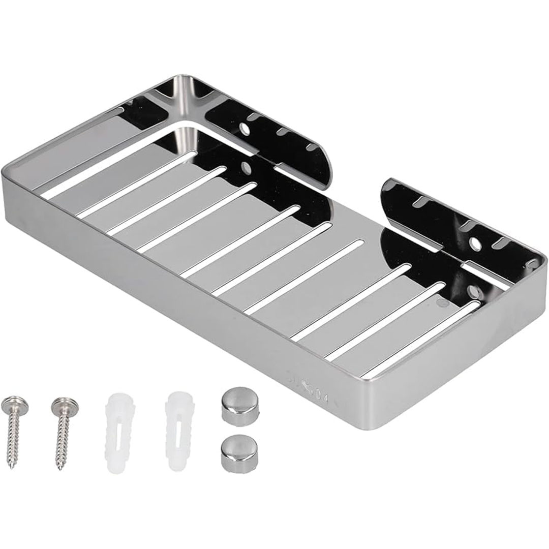 حامل صابون - طبق صابون عريض - فضي - مثبت على الحائط