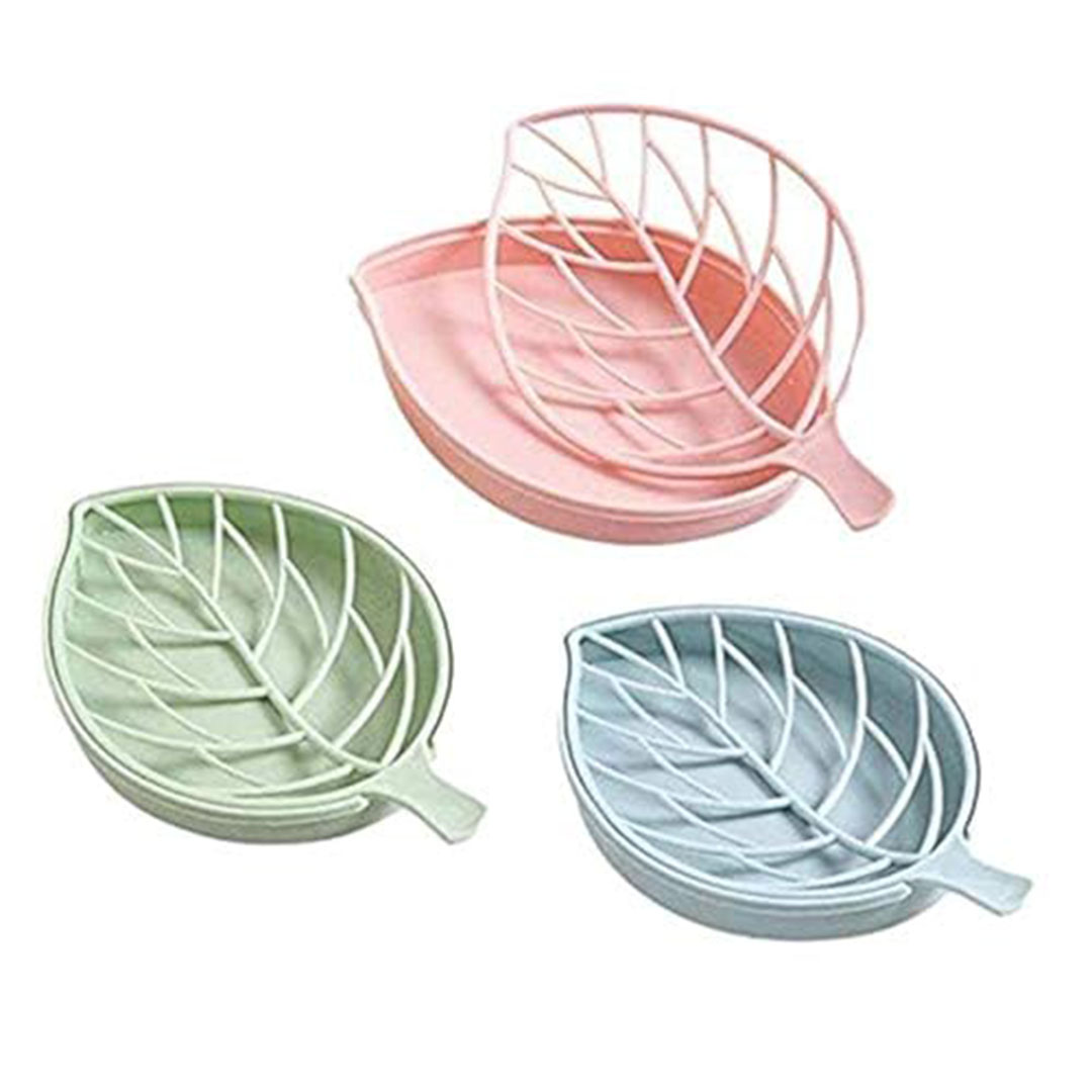 حامل صابون - ورقة شجر - 3 قطع بلاستيك