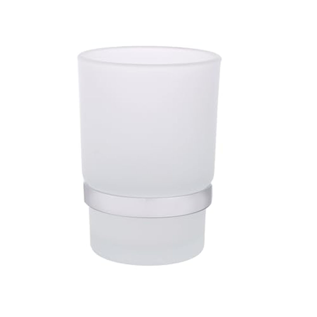 حامل فرشاة أسنان زجاجي 5130 - روك - فضي وشفاف