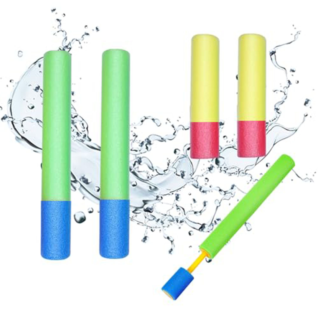 مسدس ماء للأطفال - رشاش رغوي - 4 قطع - 2 كبير 30 سم - 2 صغير 15 سم - للشاطئ وحمام السباحة