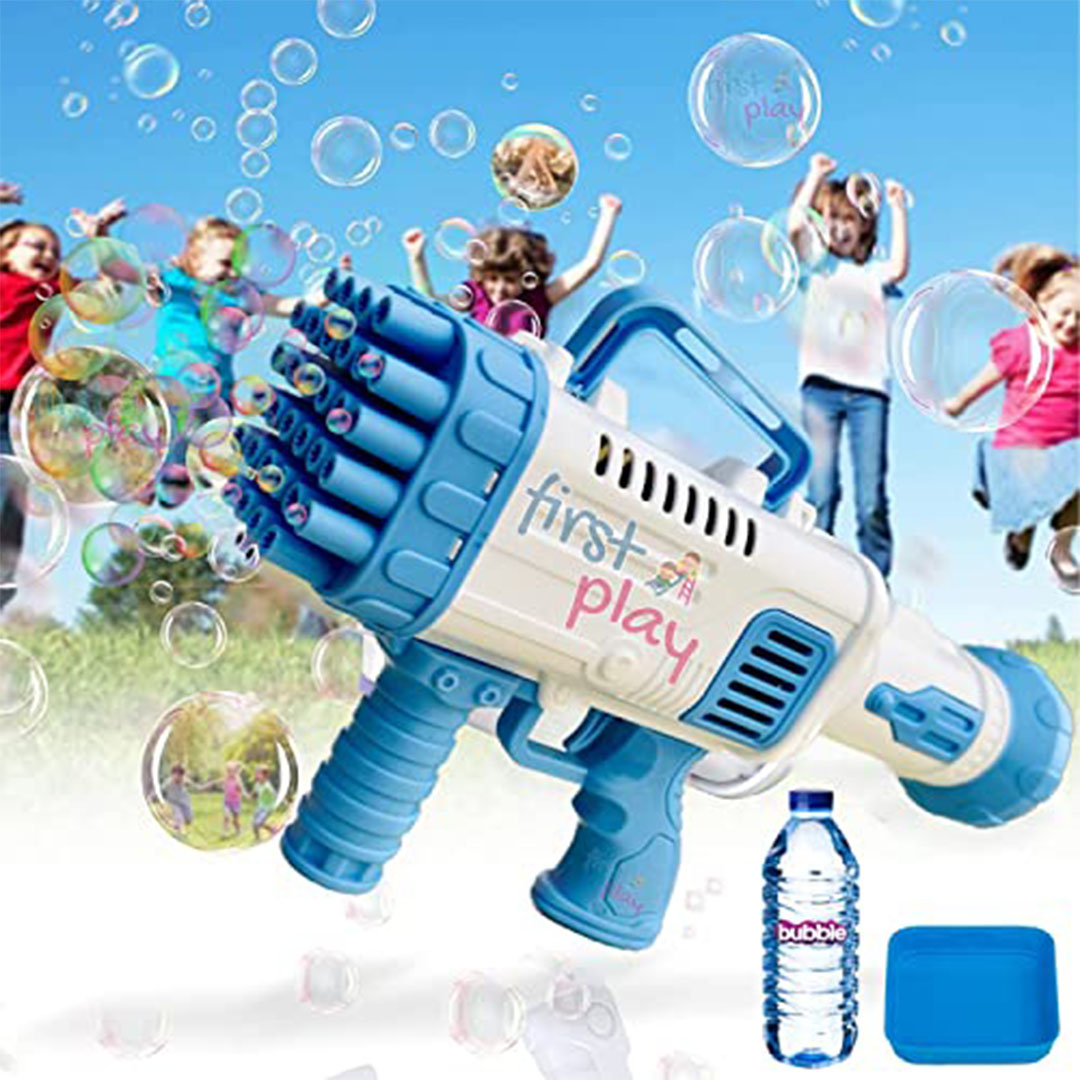 لعبة بندقية فقاعات إلكترونية كبيرة - 32 فتحة - فارست بلاي - أزرق - للاستخدام الداخلي والخارجي - للأولاد والبنات