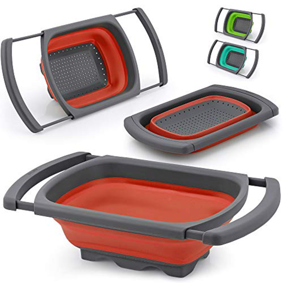 مصفاة قابلة للطي - زولاي - أحمر - حوض - مقبض قابل للتمديد