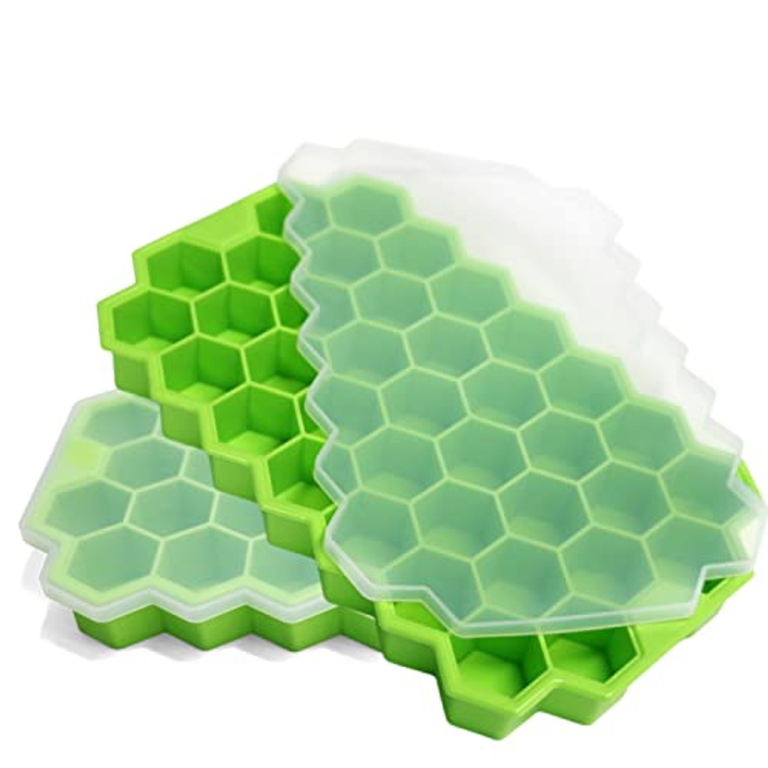 علبة مكعبات ثلج سيليكون بغطاء - 2 قطعة - أخضر