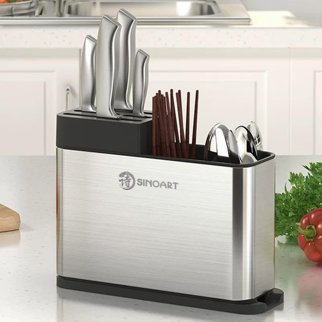 مصفاة أدوات المطبخ مقاوم للصدأ مع رف تصريف