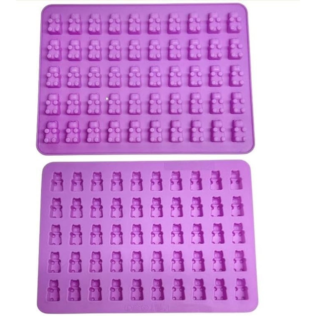 قالب سيليكون على شكل دببة - 50 تجويف - بنفسجي