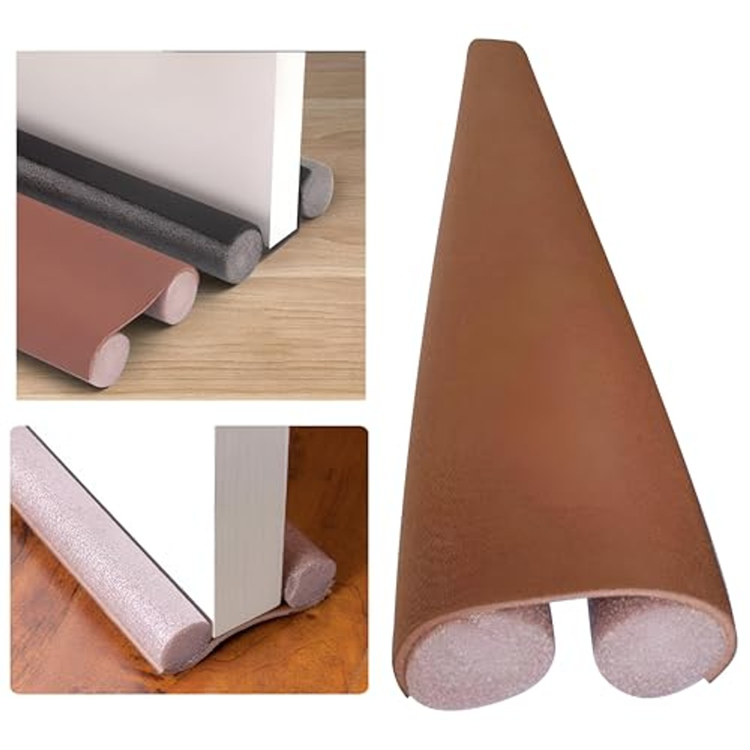 شريط عزل أسفل الباب مزدوج - بني - 3 قطع