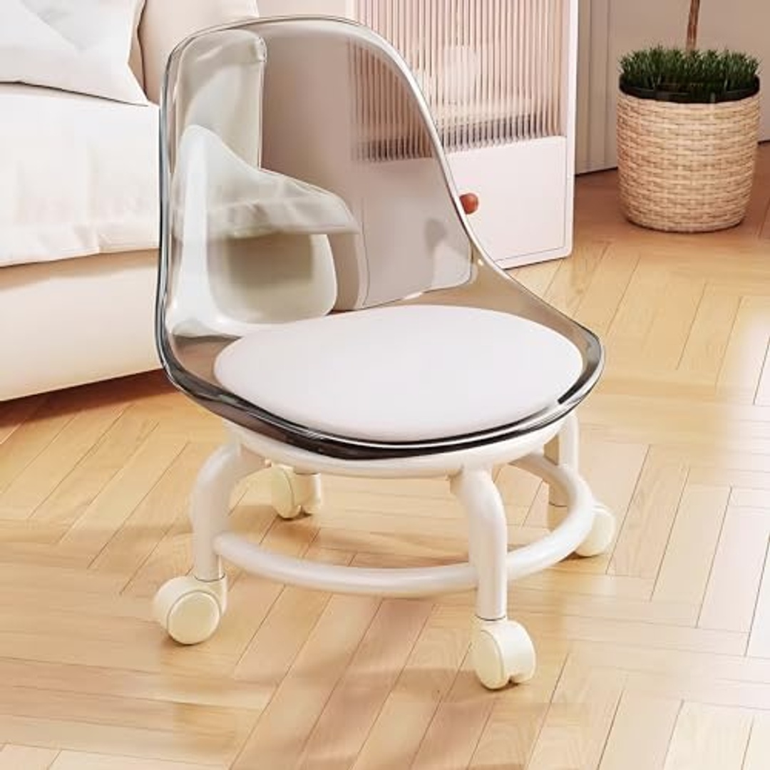 كرسي دوار مريح مع ظهر للتنظيف المنزلي - رمادي