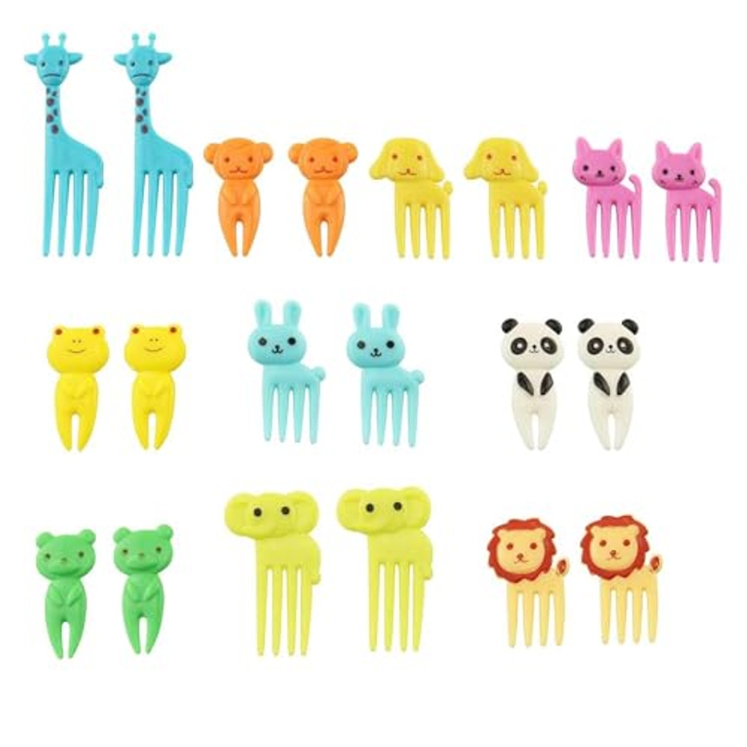 شوكة طعام للأطفال بشكل حيوانات مرحة - 20 قطعة