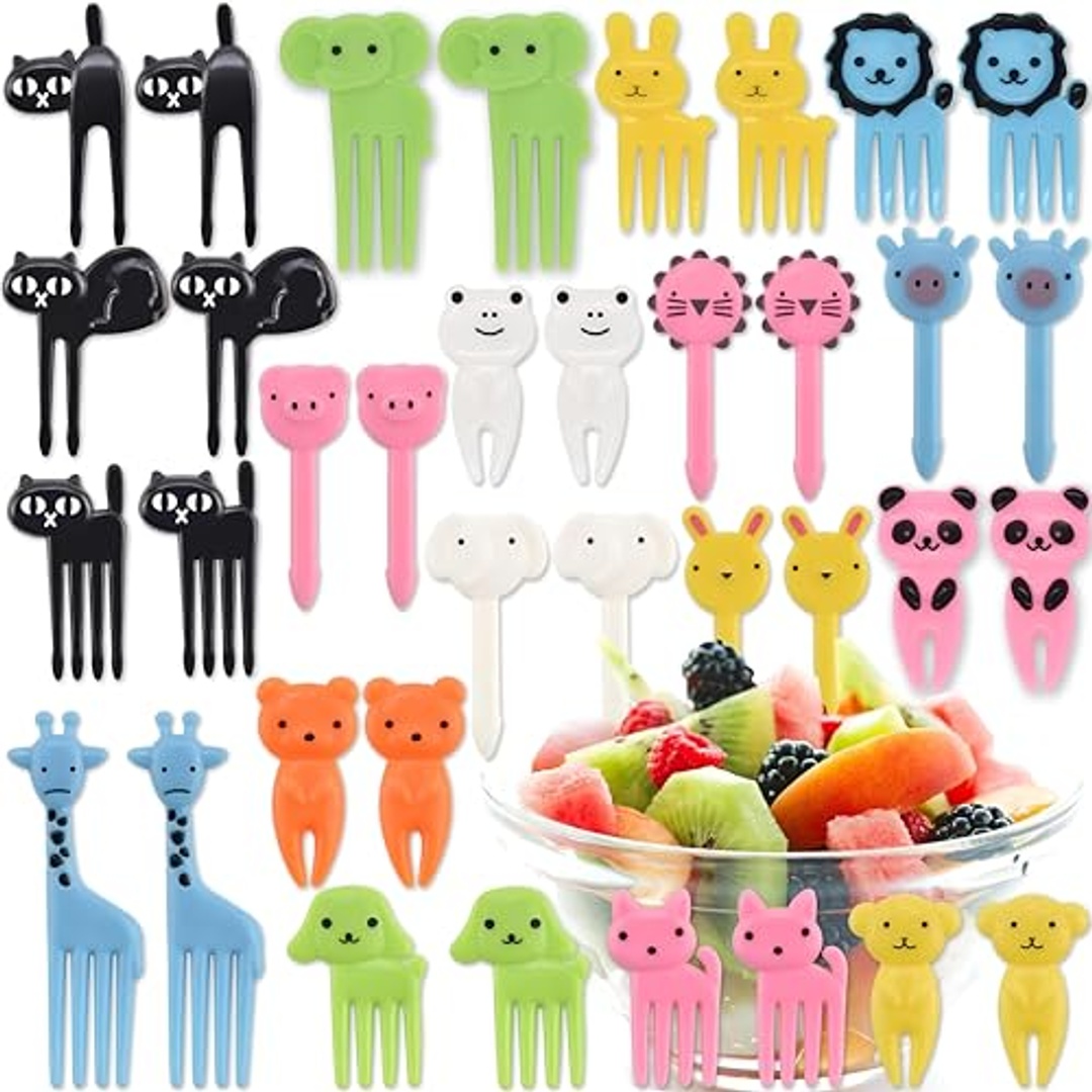 شوكة طعام للأطفال بشكل حيوانات مرحة - 60 قطعة