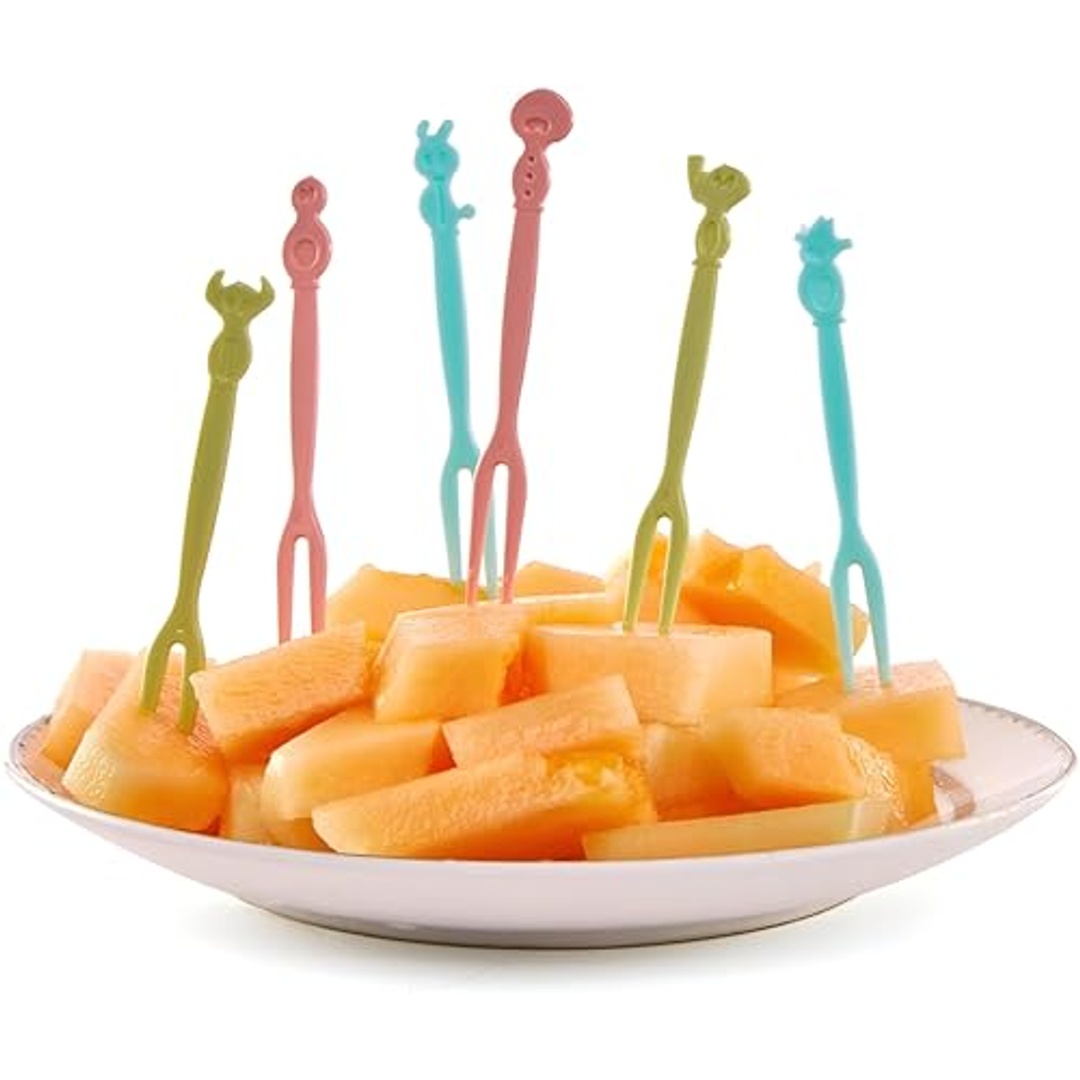 مجموعة شوك وأعود فواكه بلاستيك - ألوان مختلفة - 20 قطعة