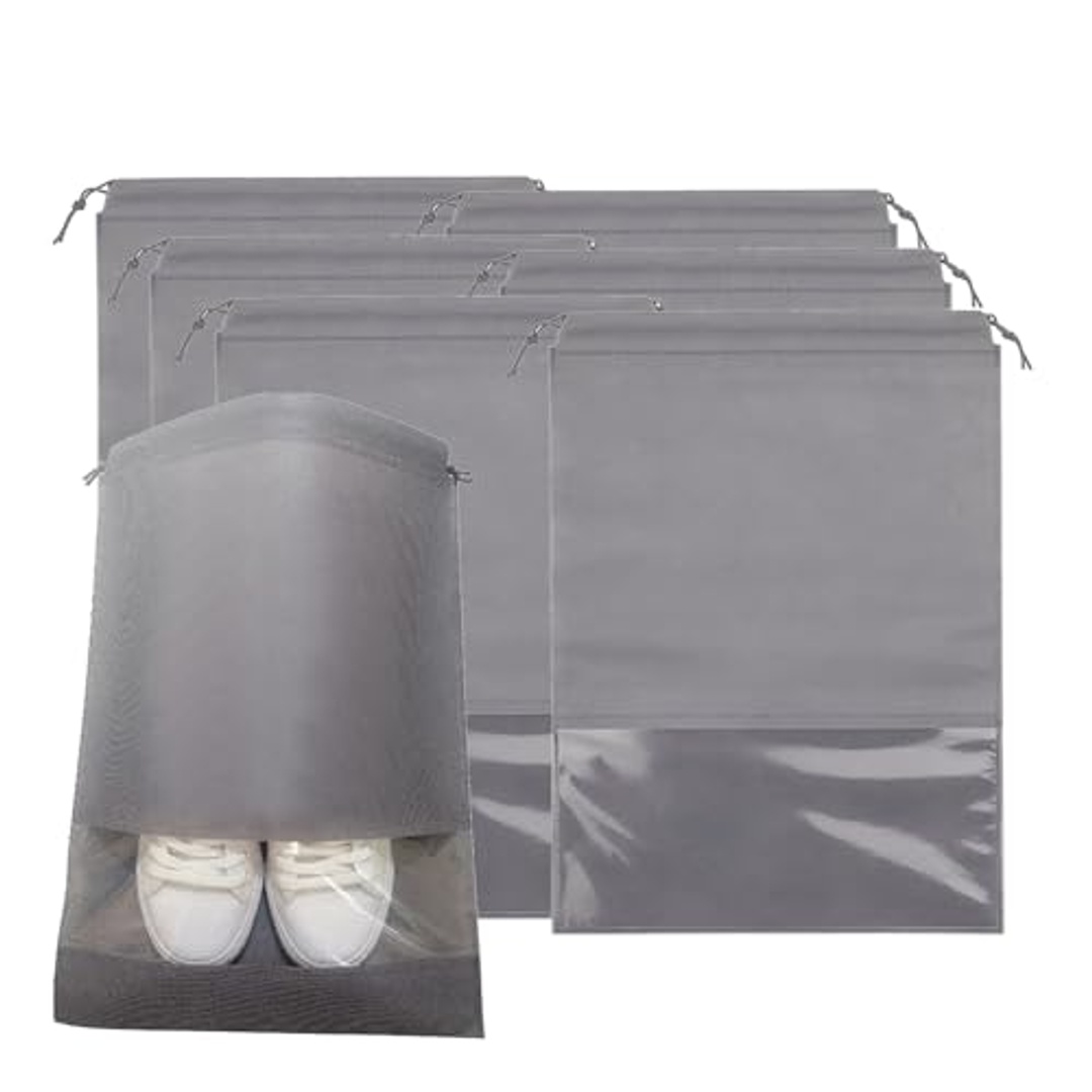 حقيبة أحذية سفر كبيرة مقاومة للماء والغبار - 6 قطع - رمادي