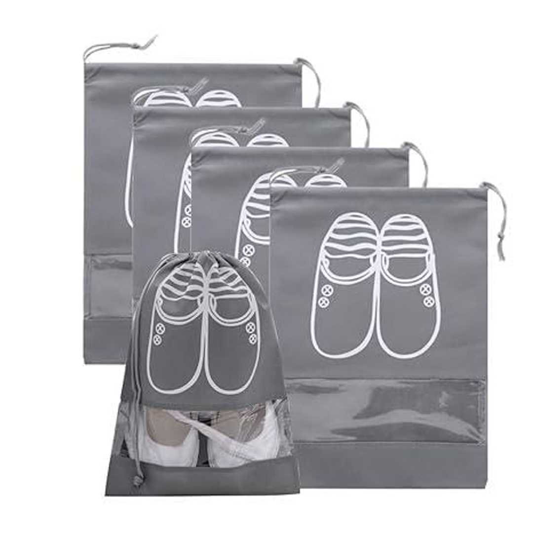 حقيبة سفر للأحذية - رمادي - 4 قطع